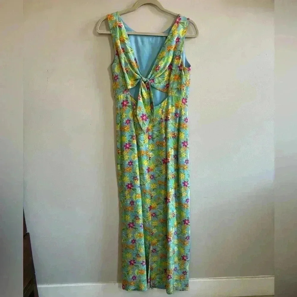 Maggy London 100% Silk Floral Maxi Dress - Picture 3 of 9